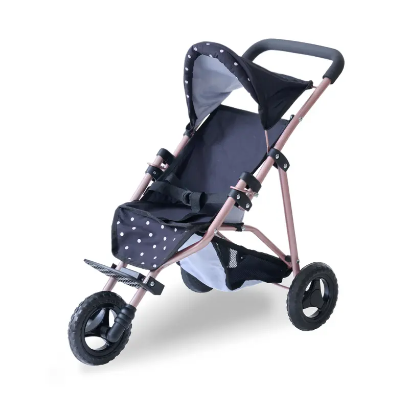 15-18 Inch Baby Doll Stroller, Black - Pin Up Doll Jogging Stoller by Olivia's Little World