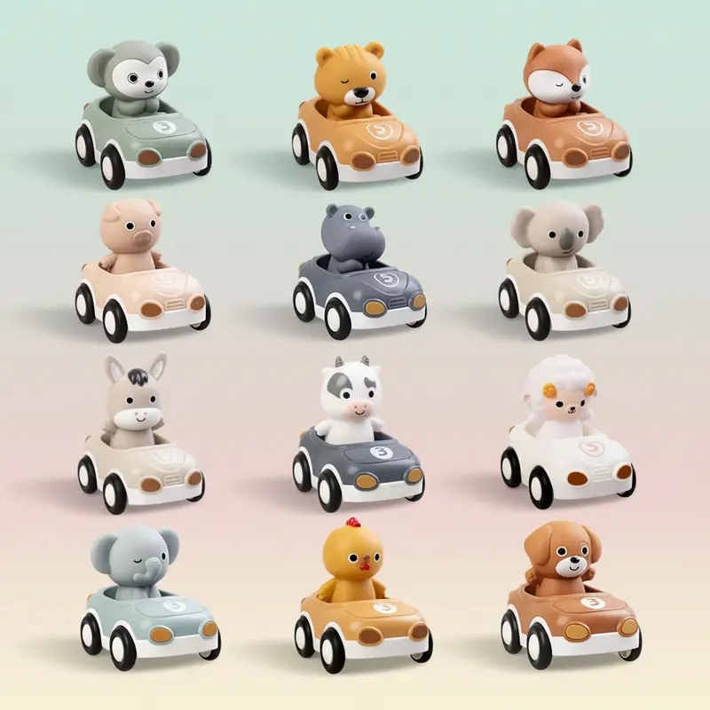 AnimalRide – Speels & Schattig – Silicone Dierenauto (3 stuks)