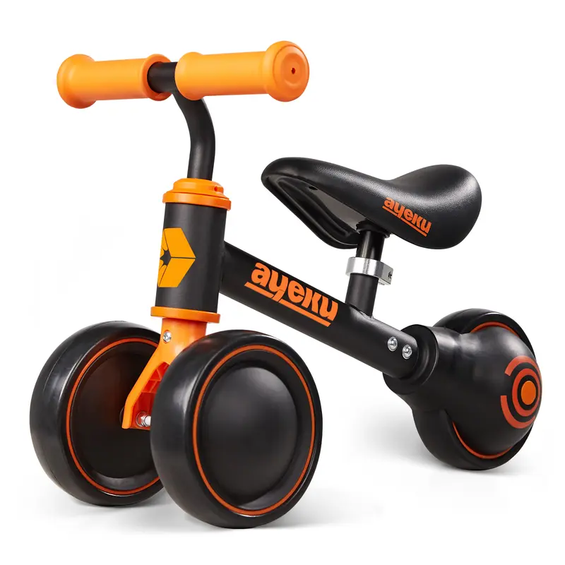 AyeKu Baby Balance Bike 1-3 yrs Toddler Silent Wheels Adjustable Soft Seat Black