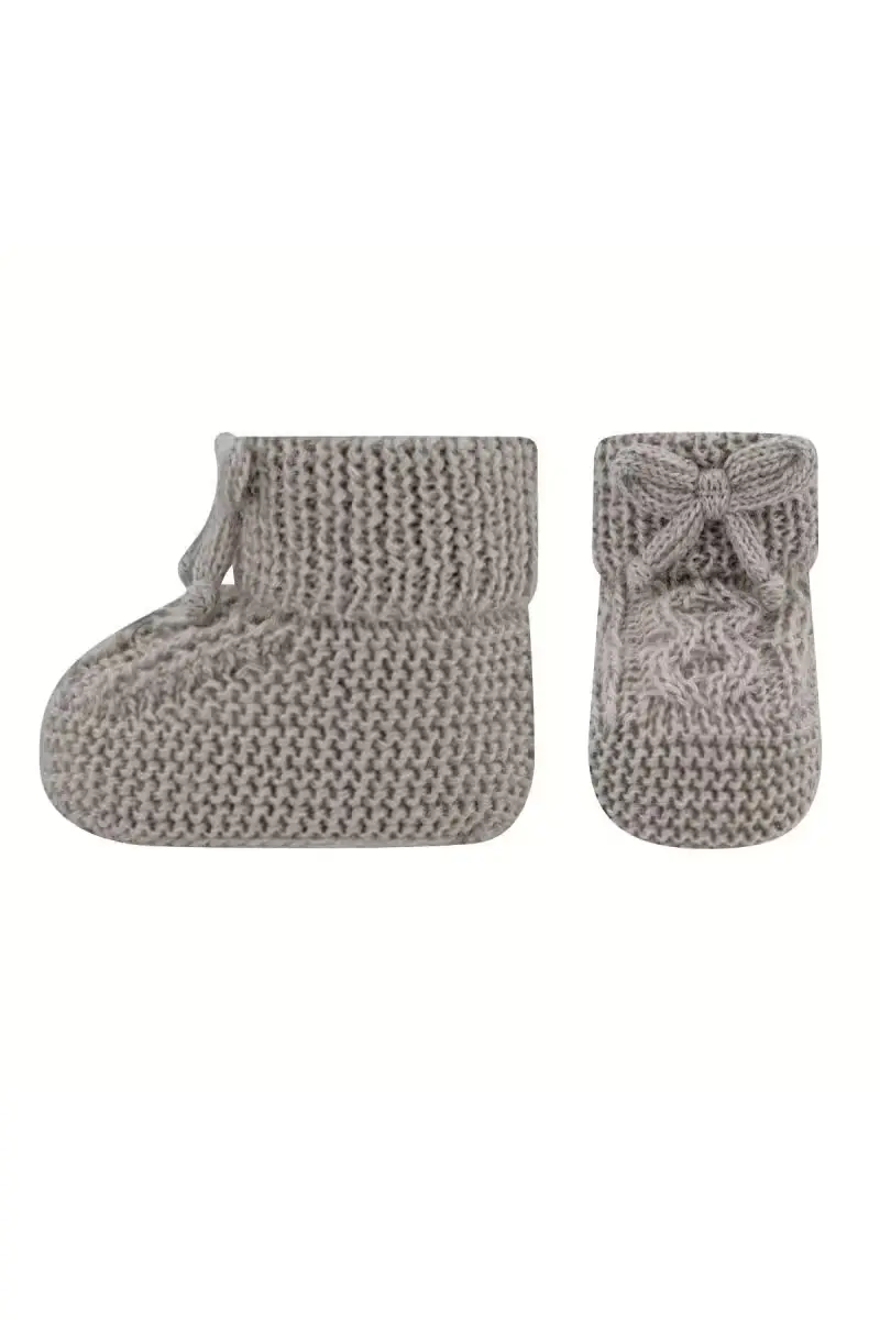 Baby sokjes/slofjes wol - Mottled Dark Beige