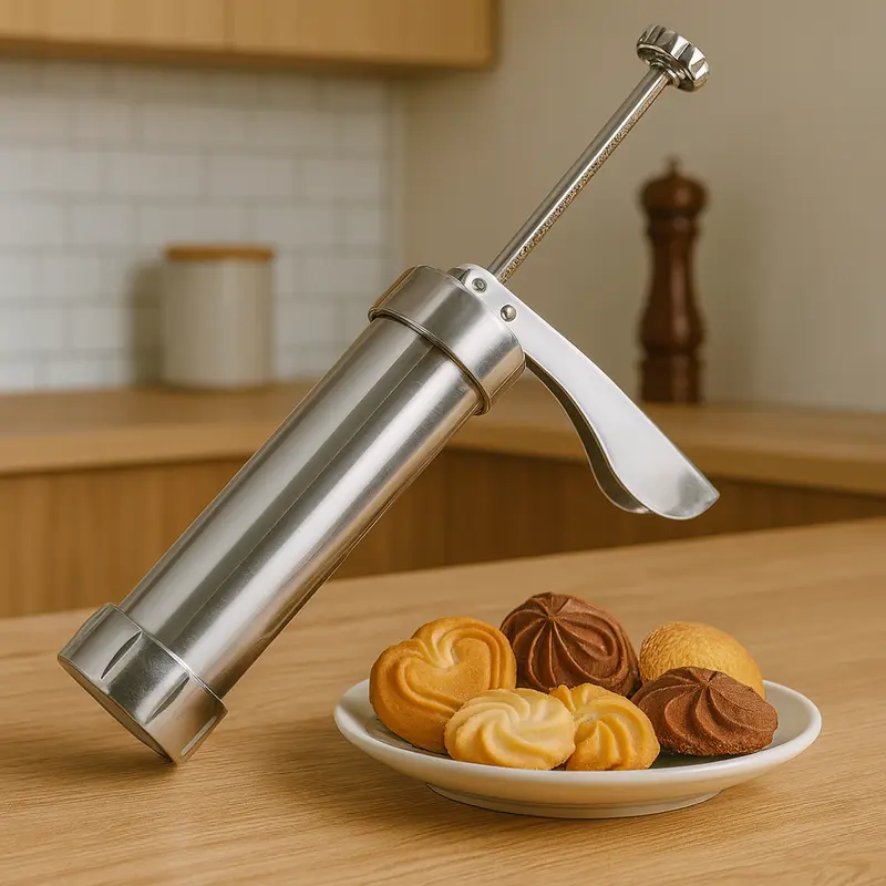 Bakoria™ – Aluminium Koekjespers – Met Vormschijven en Spuitmondjes