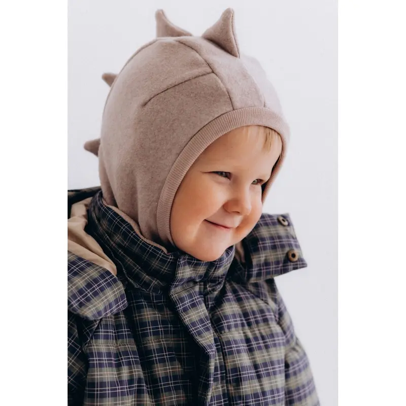 Balaclava - Katoen Fleece - Dino - Licht Taupe