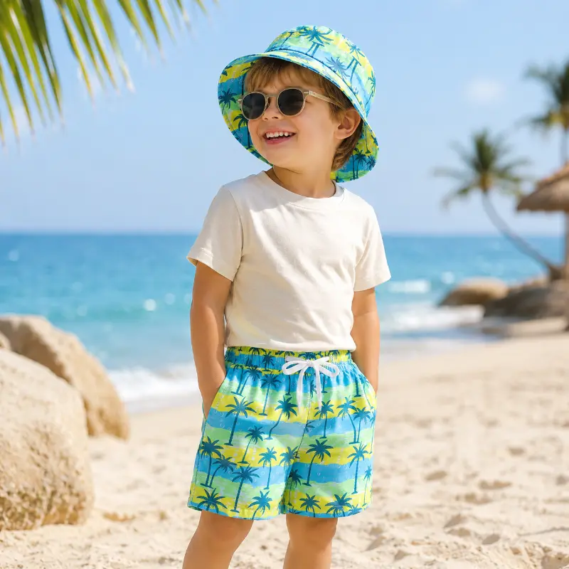 Beach Set – Kleurrijk & stijlvol – Zwembroek met print & Hoed