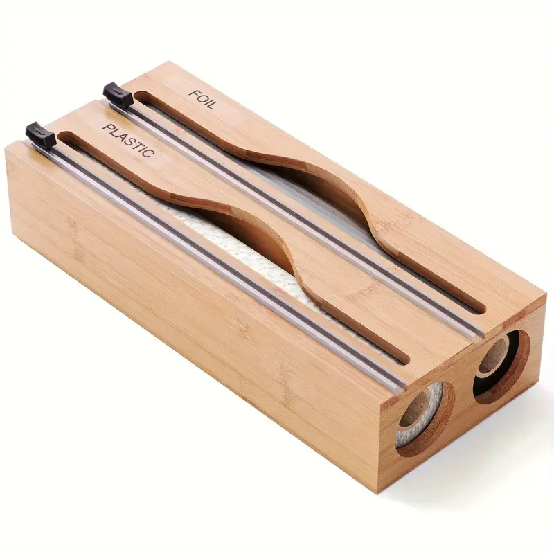 Bento Folie Dispenser - Bamboe 2-in-1 met Snijder