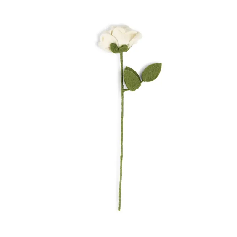 Bloem van wolvilt - roos - Wit