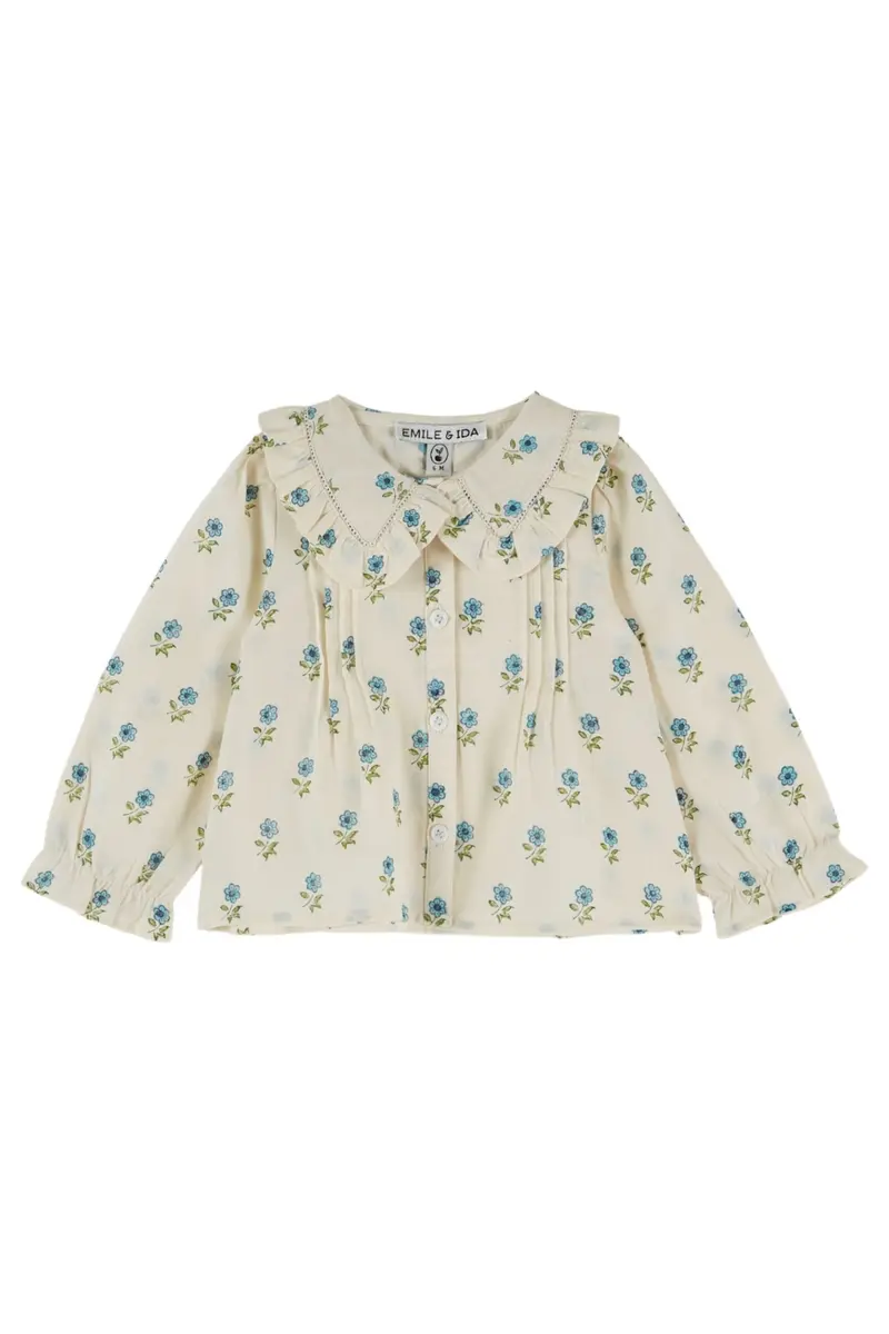 Blouse grand col block print - Scarlet