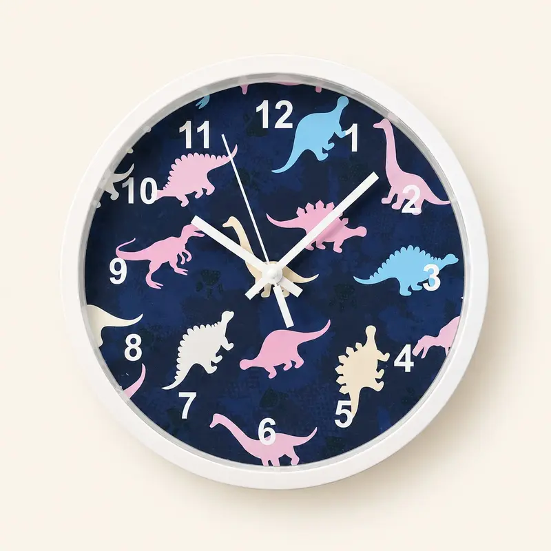 Blue Dinosaur Wall Clock with Pastel Design – 30 cm