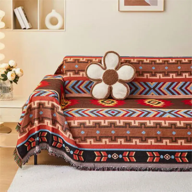 Boreal Bankhoes - Ademend Polyester-Katoenmix, Geometrisch Design met Kwastjes