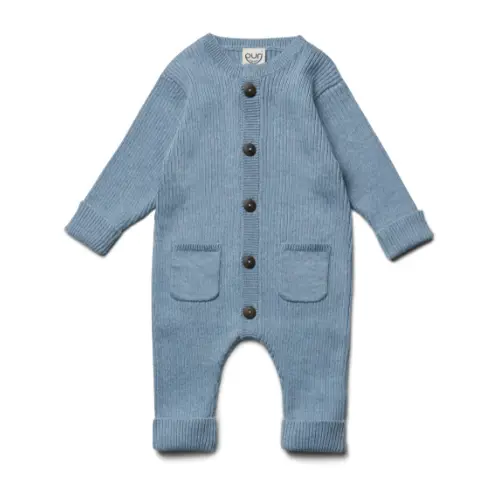 Boxpakje gebreid - katoen/wol - smokey blue