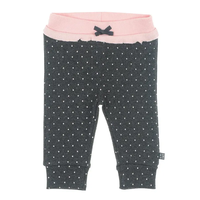 Broek lang AOP - dots, Antraciet melange / roze, Feetje