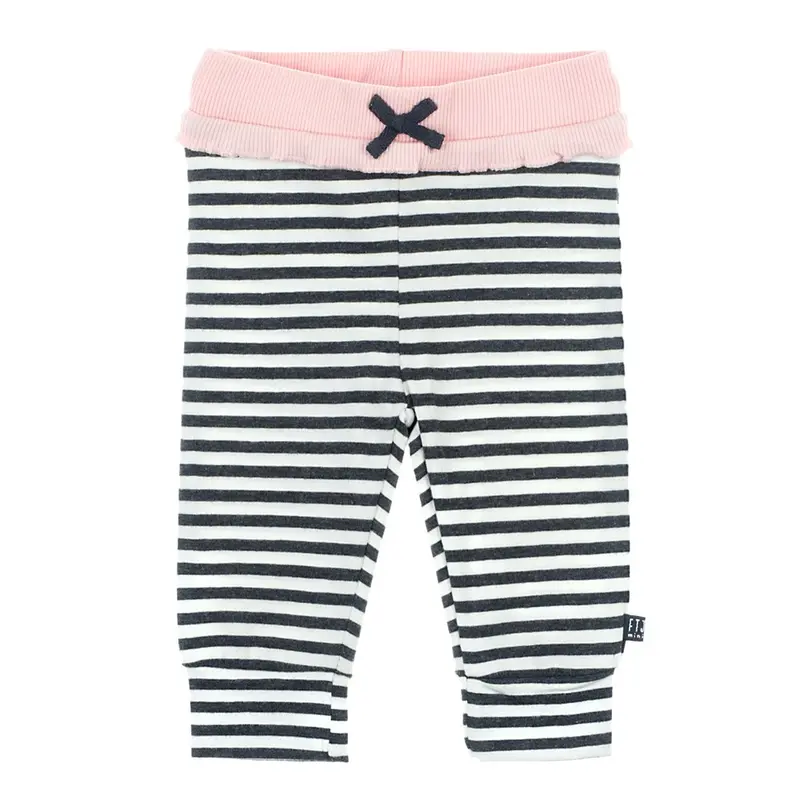 Broek lang - dots, Antraciet melange / gestreept roze, Feetje