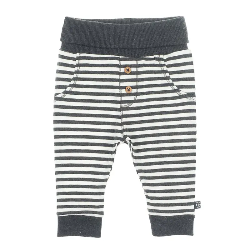 Broek lang - mini person, Antraciet melange / gestreept, Feetje