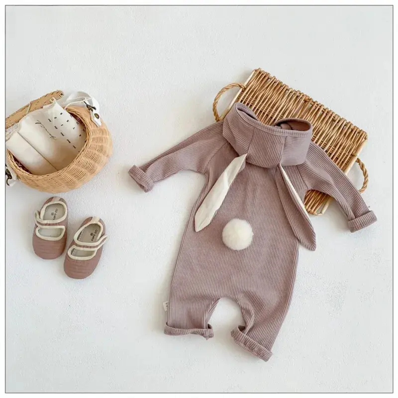 BunnySnug™ – Schattige Romper met Konijnenoortjes – Unisex Baby Outfit