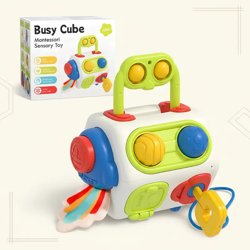 BusyCube – Slim & Speels – Montessori Fidget Kubus 10-in-1
