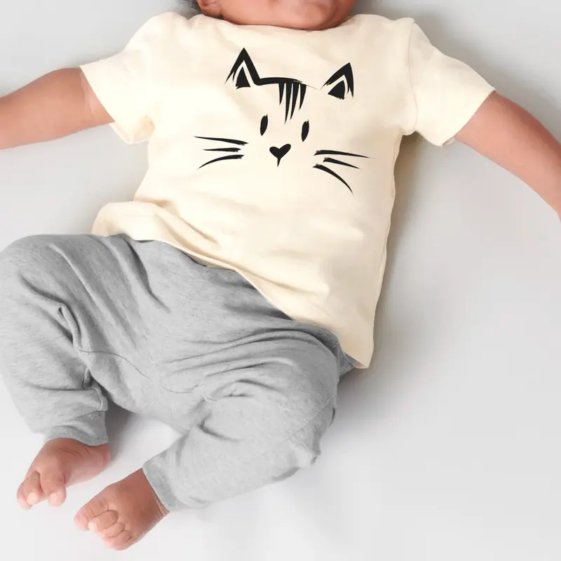 Cat Face & Tail - Organic Cotton T-shirt for kids
