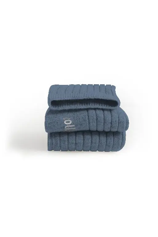 Chamois - Chaussettes a cotes cachemire et laine Merinos - Bleu Jeans