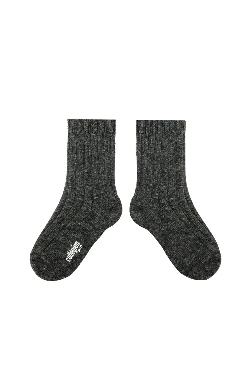 Chamois - Chaussettes a cotes cachemire et laine Merinos - Smoky