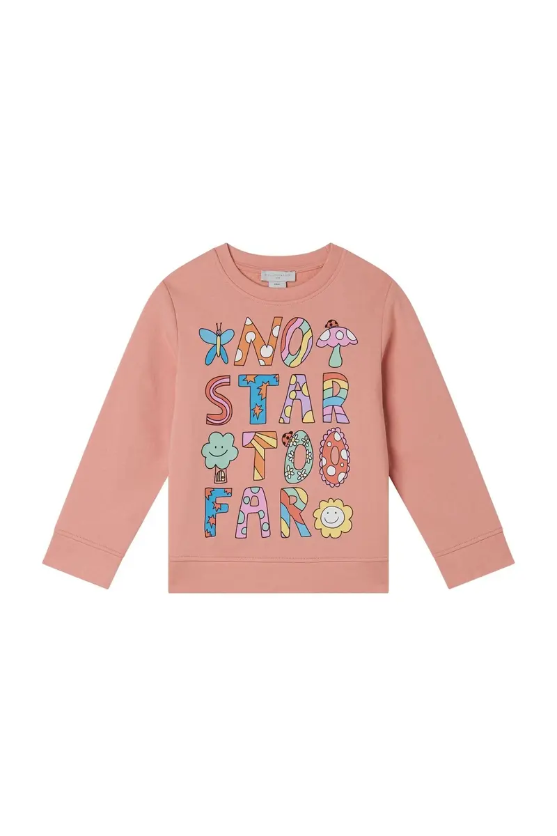 Cotton Fleece Sweatshirt With No Star Too Far Print - Rosa