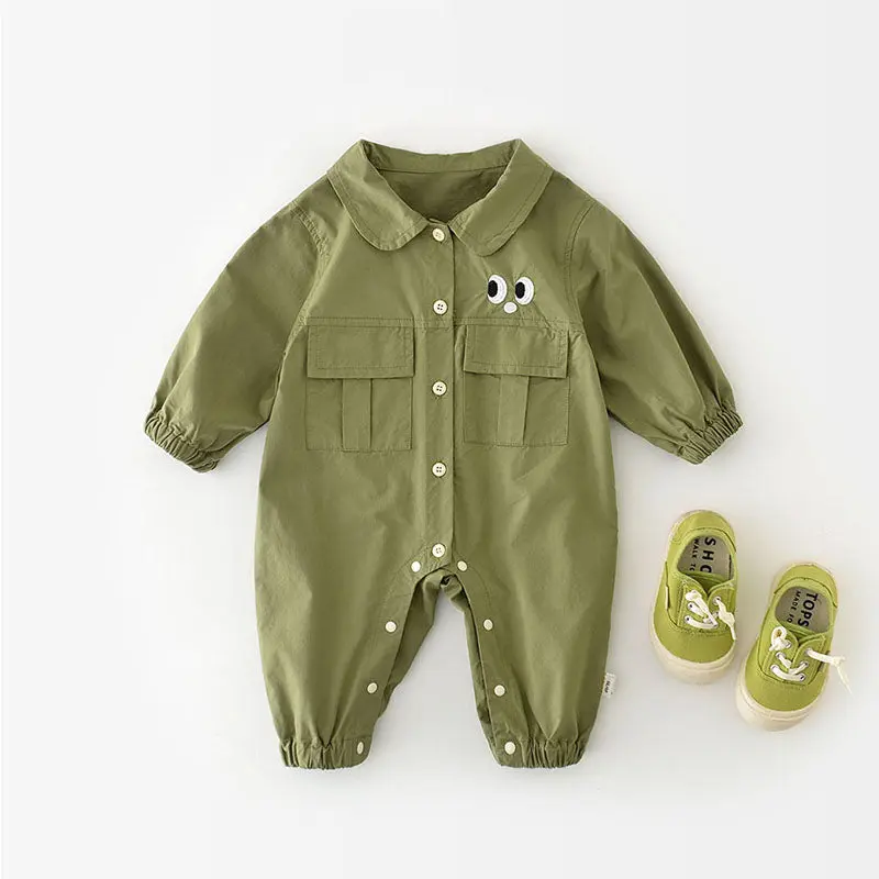 CrocQuest™ – Speelse Olijfgroene Jumpsuit – Unisex Baby Outfit