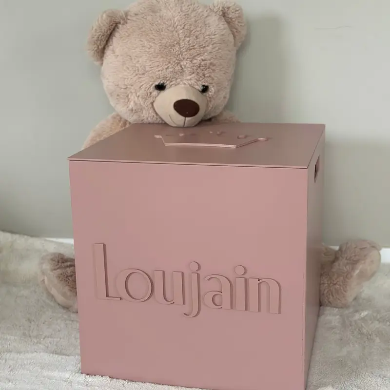 Cube XL Toybox Vintage Pink – Gepersonaliseerde Speelgoedkist
