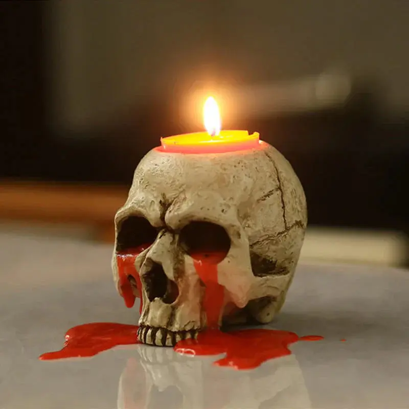 Cyrus Doodskop Kaarsenhouder - Hars, Uniek Halloween Decor