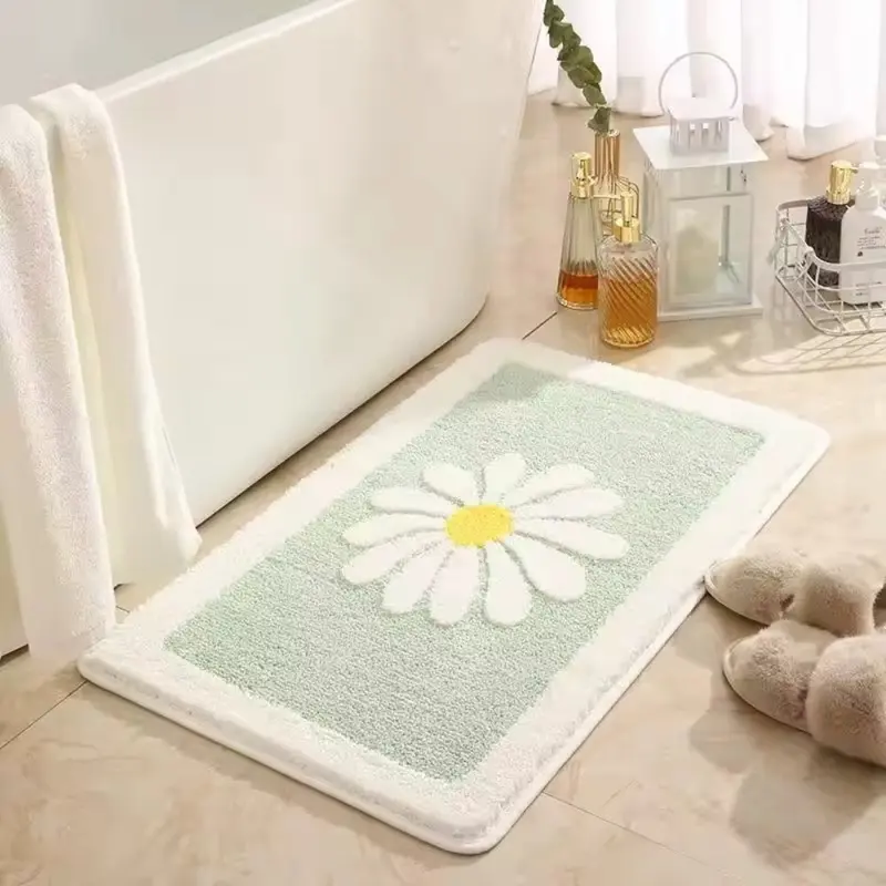 Daisy Bloom Badmat - Zacht Microvezel, Antislip voor Veiligheid