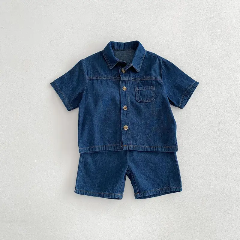 DenimDuo™ – Lichtgewicht Denimset met T-shirt & Shorts – Unisex Kinderoutfit
