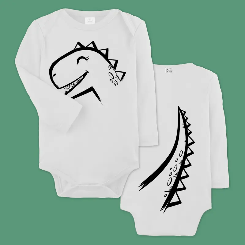 Dino Organic Cotton Baby Bodysuit - Long Sleeves