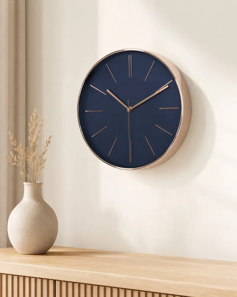 Dirmatis Navy Blue Wall Clock with Copper Details