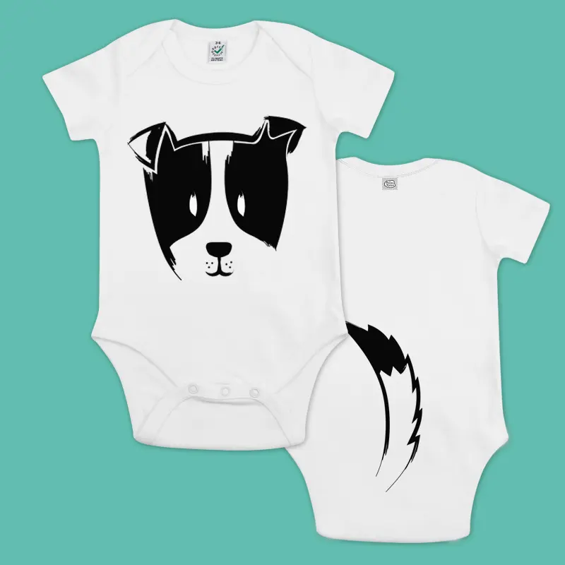 Dog Organic Cotton Baby Bodysuit - Short Sleeves