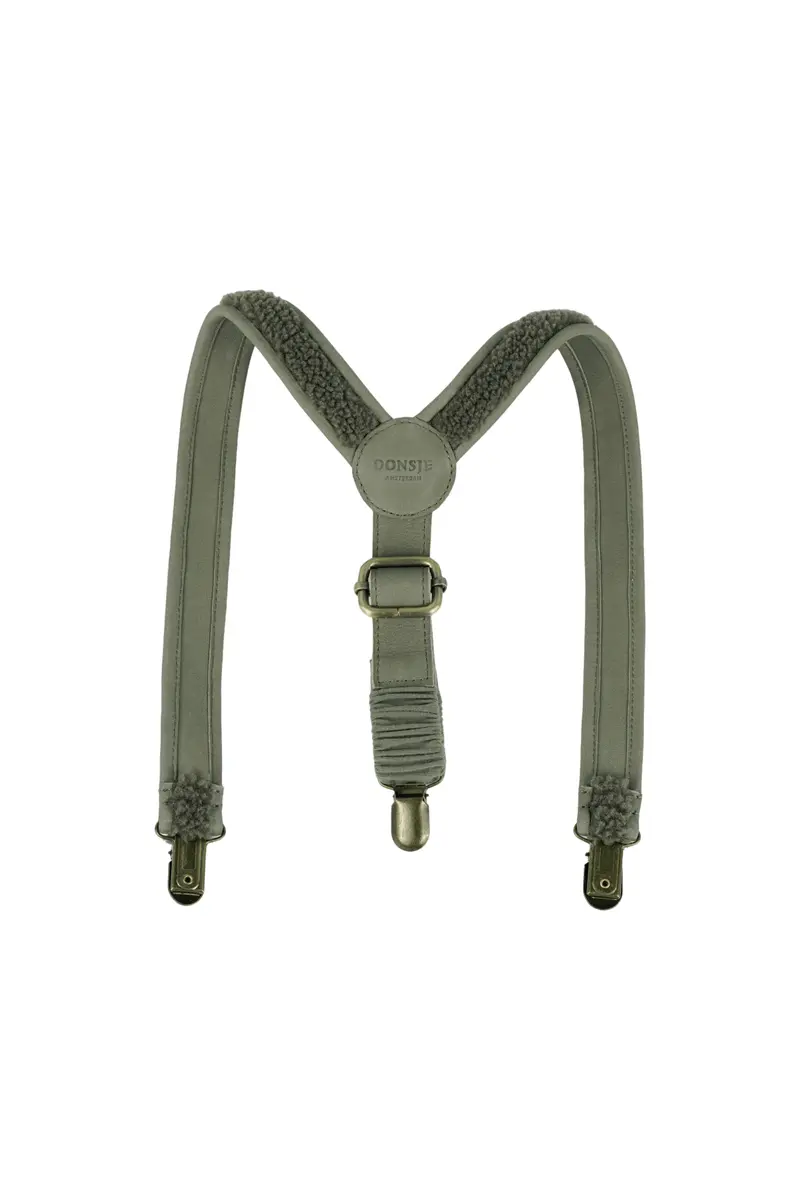Donsje Bay Suspenders Stone Curly Faux Fur