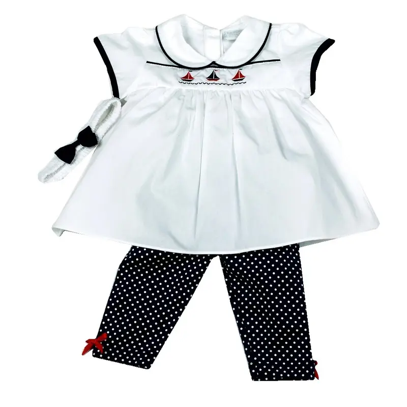 Driedelige set, top met legging en haarband