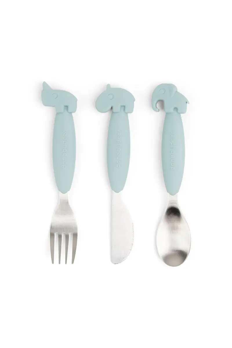 Easy-grip cutlery set | Deer friends - Blue