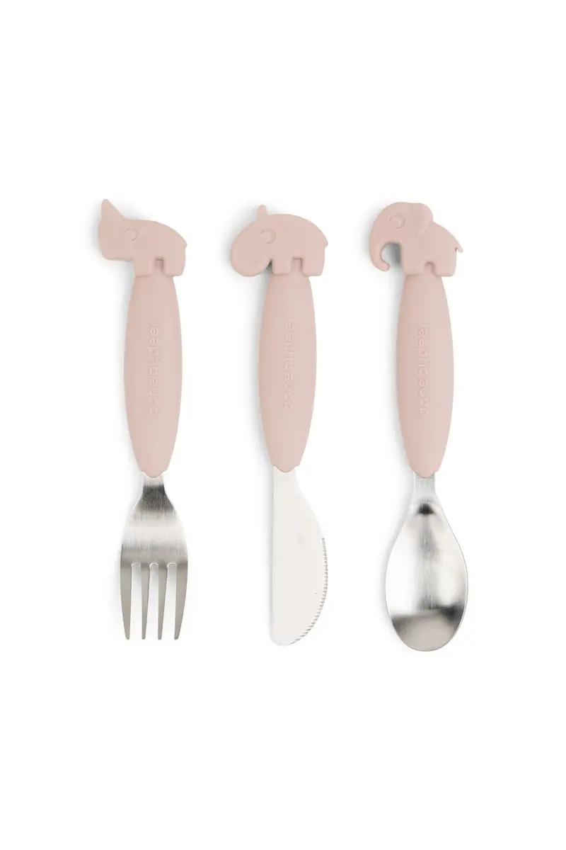 Easy-grip cutlery set | Deer friends - Powder