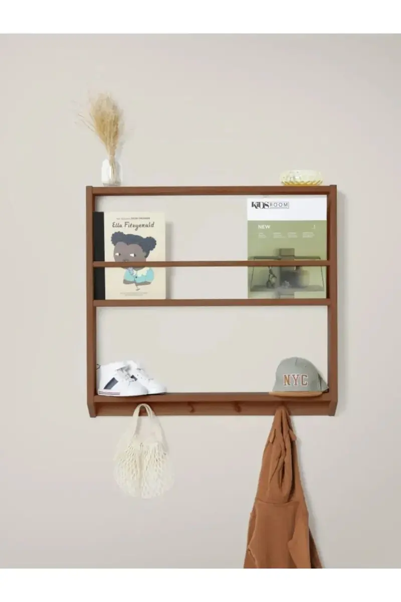 Eli Shelves with hooks - Smoked oak