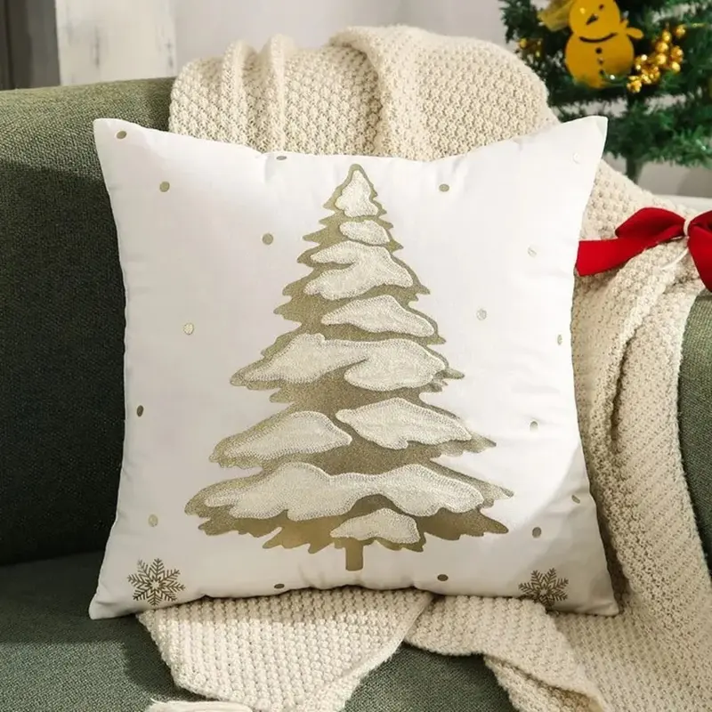 Elysia Sierkussen - Fluweel met Kerstboom Design, 45x45 cm