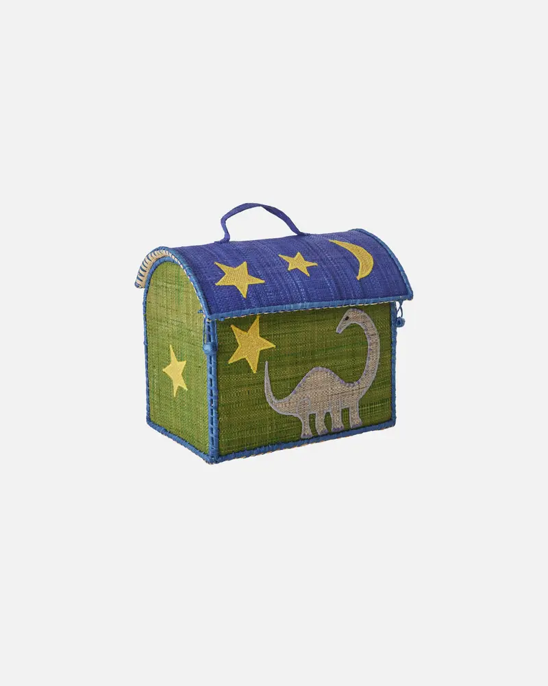 Extra klein Raffia Opberghuis Rice - Groen - Dinossaur Theme