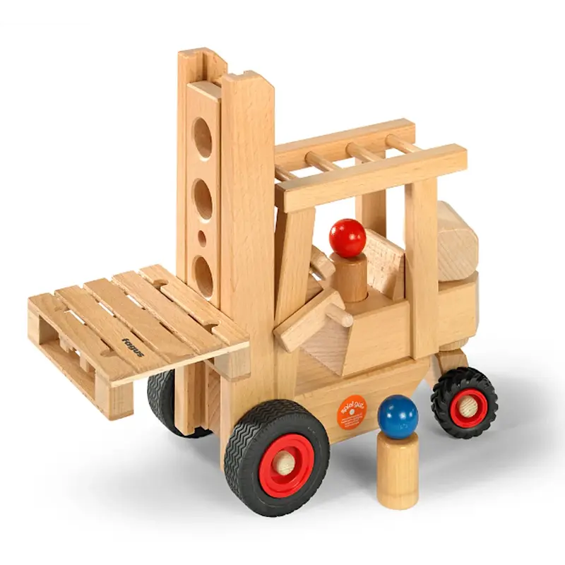Fagus Houten heftruck bestuurbaar 29 cm met accessoires