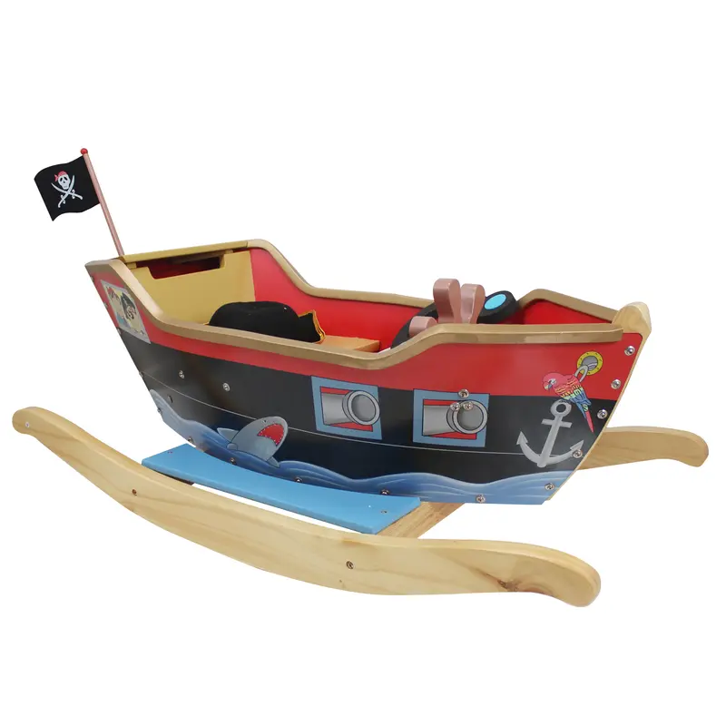 Fantasy Fields by Teamson Kids Little Captain Captain Hook Wooden Rocker, Rocking Toy Ride On in Red/Black