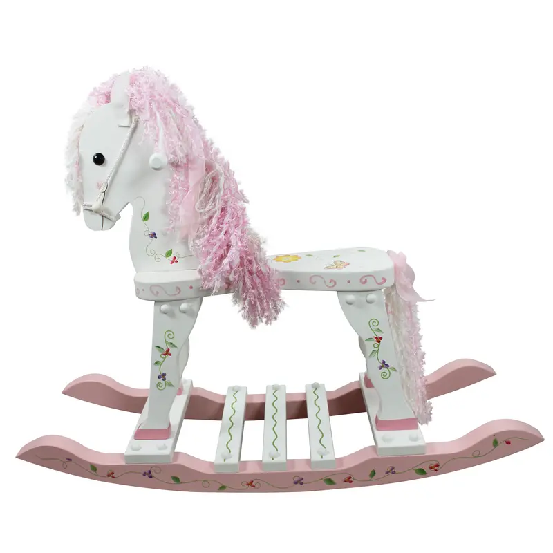 Fantasy Fields by Teamson Kids Princess & Frog White Wooden Rocker, Rocking Horse Toy Ride On