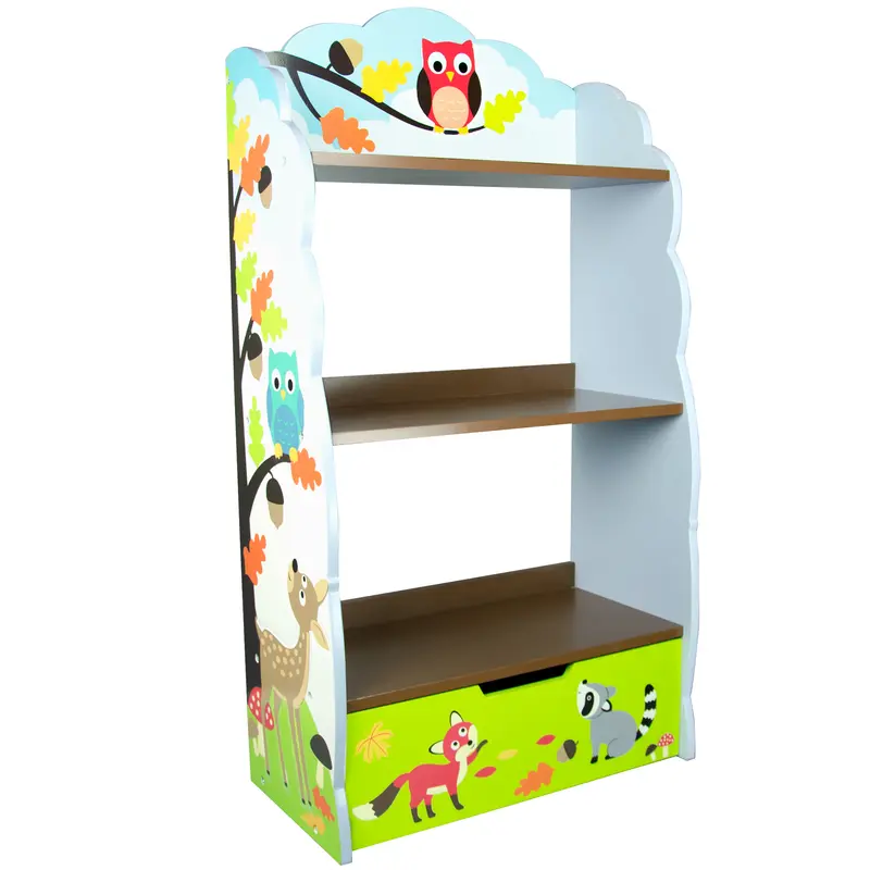 Fantasy Fields Enchanted Woodland Kids Wooden Bookcase, 3 Tier Bookshelf, Organiser with Storage