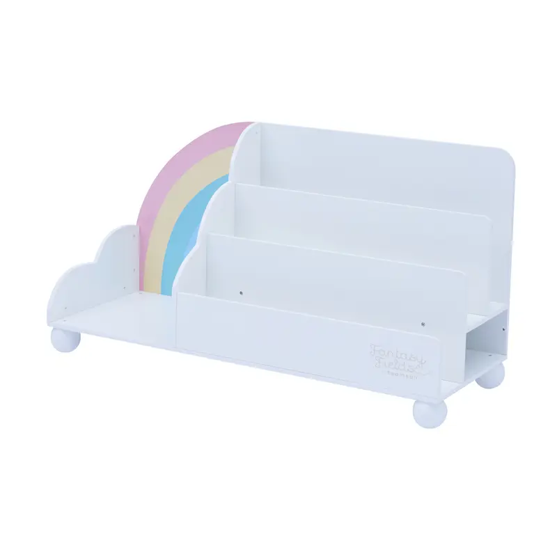 Fantasy Fields Kids Rainbow Wooden Display Bookcase, 3-Tier Bookshelf Organiser, White