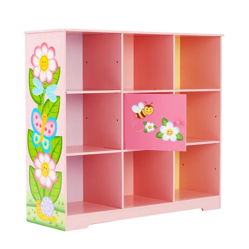 Fantasy Fields Magic Garden Kids Wooden Adjustable Bookcase, 9 Space Bookshelf, Storage Organiser
