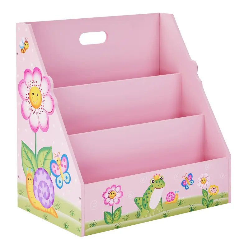 Fantasy Fields Magic Garden Kids Wooden Bookcase Storage, 3 Tier Bookshelf & Organiser, Pink