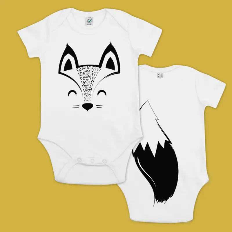 Fox Organic Cotton Baby Bodysuit - Short Sleeves