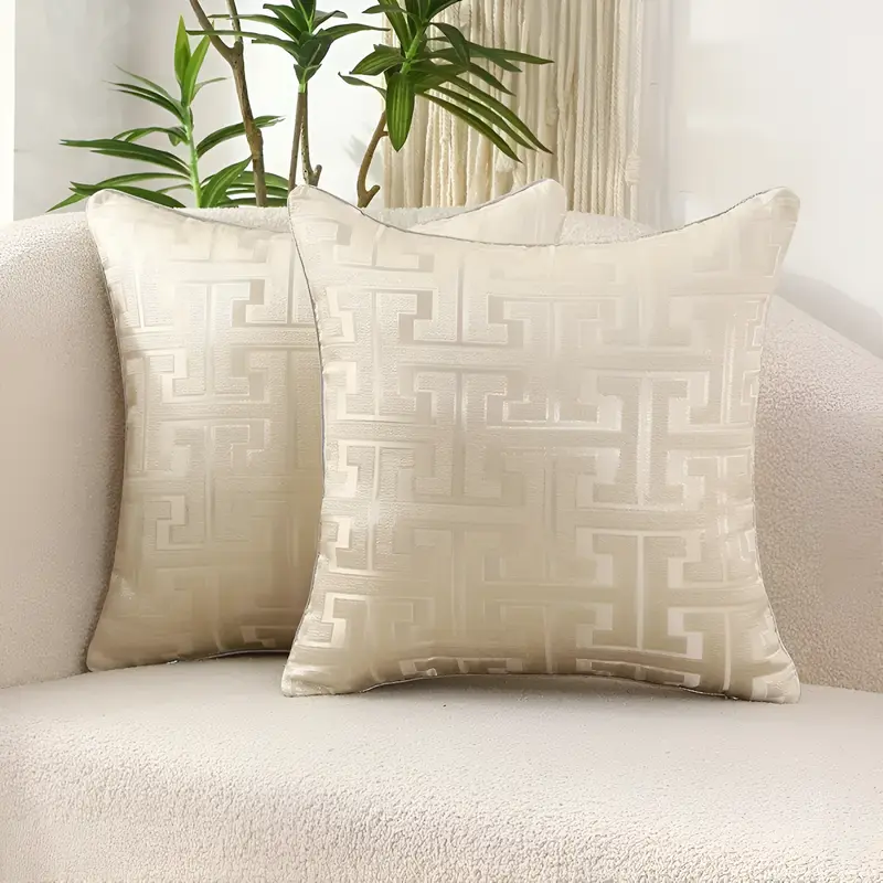 Gavino Kussenhoes - Geometrisch Jacquard, Chenille en Fluweel effect 46x46 cm