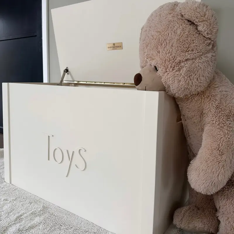 Gepersonaliseerde Speelgoedkist Creme XXL | BabyBirthBox Original