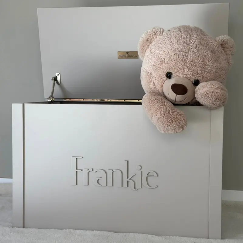 Gepersonaliseerde Speelgoedkist Taupe XXL | BabyBirthBox Original