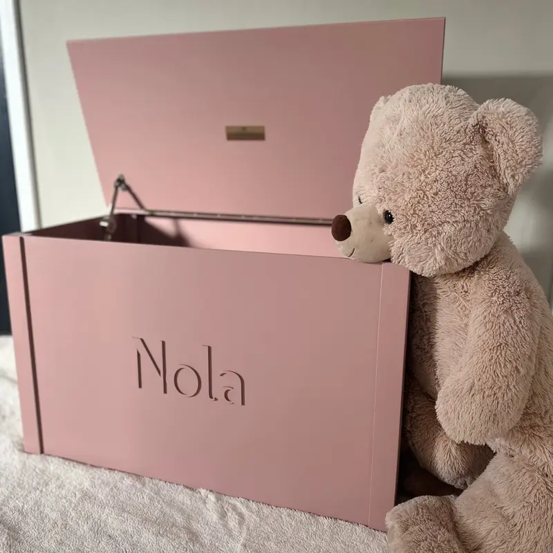 Gepersonaliseerde Speelgoedkist Vintage Pink XXL | BabyBirthBox Original