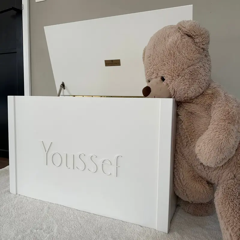 Gepersonaliseerde Speelgoedkist Wit XXL | BabyBirthBox Original